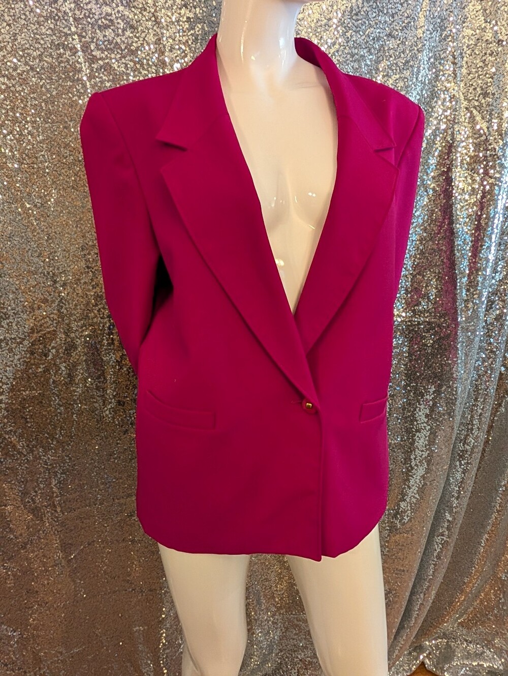 Vintage Tan Jay Petites Hot Pink Single-Button Blazer – Size Large